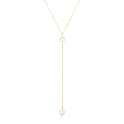 14k Yellow Gold Lariat Necklace with Pearls Bids.com