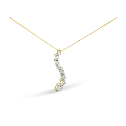 AGS Certified 14k Yellow Gold 3.0 Cttw Baguette and Brilliant Round-Cut Diamond Journey 18" Pendant Necklace (G-H Color, I1-I2 Clarity) Bids.com