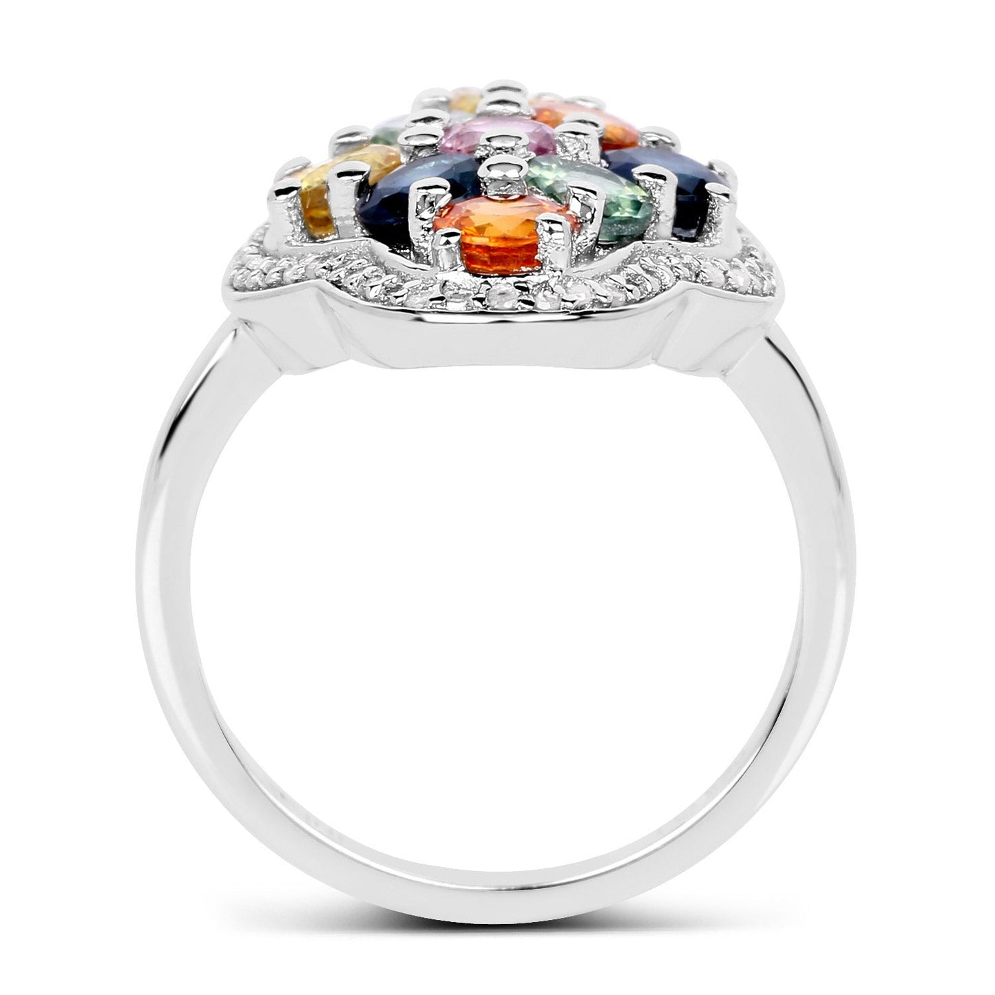 2.63 Carat Genuine Multi Sapphire .925 Sterling Silver Ring Bids.com