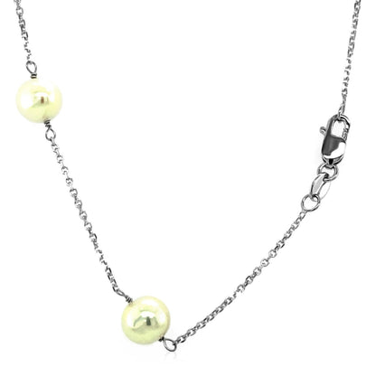 14k White Gold Necklace with White Pearls Bids.com
