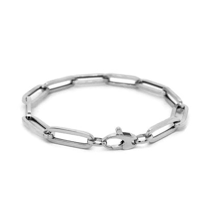 14K White Gold Extra Wide Paperclip Chain Bracelet Bids.com