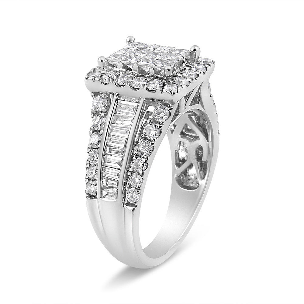 14K White Gold 2.00 Cttw Composite Head with Halo and Side Stones Diamond Ring (H-I Color, SI1-SI2 Clarity) - Ring Size 7 Bids.com