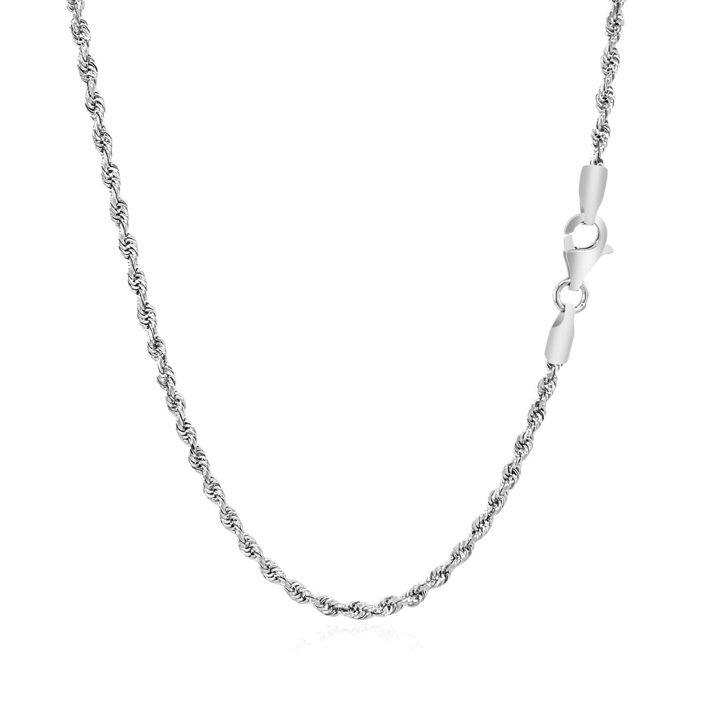 2.25mm 14k White Gold Solid Diamond Cut Rope Chain Bids.com