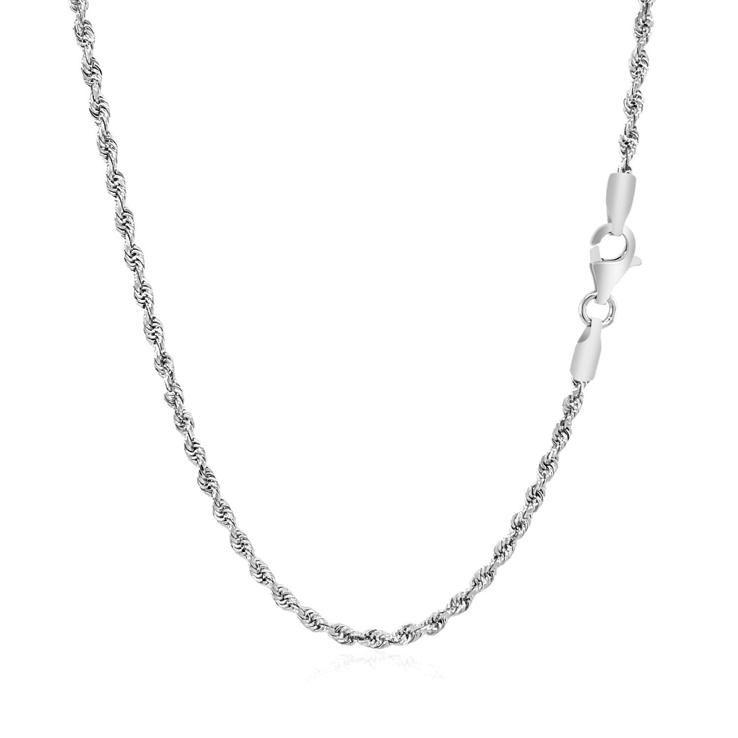 2.25mm 14k White Gold Solid Diamond Cut Rope Chain Bids.com