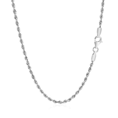 2.25mm 14k White Gold Solid Diamond Cut Rope Chain Bids.com