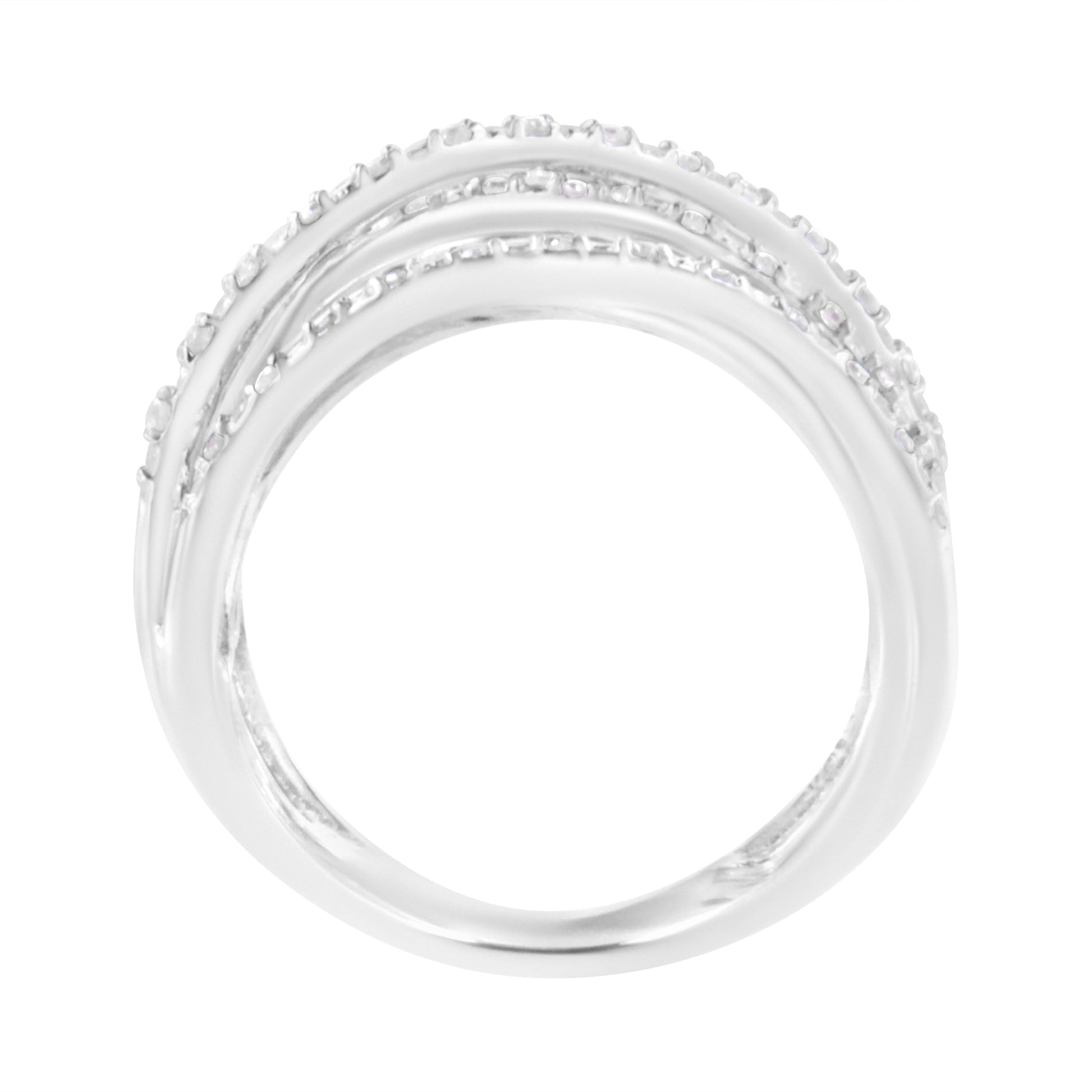 .925 Sterling Silver 1/4 Cttw Prong Set Round-Cut Diamond Bypass Ring (I-J Color, I1-I2 Clarity) - Size 7 Bids.com