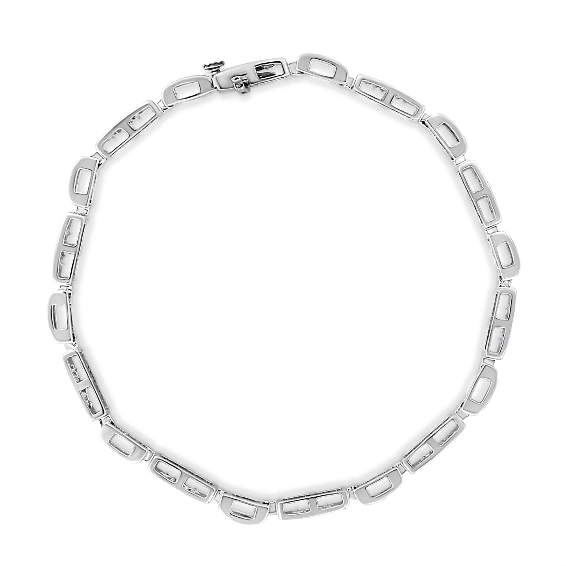 14K White Gold 1.0 Cttw Invisible Set Princess Cut Diamond Alternating Station and Link Tennis Bracelet (I-J Color, I1-I2 Clarity) - Size 7.25" Inches Bids.com