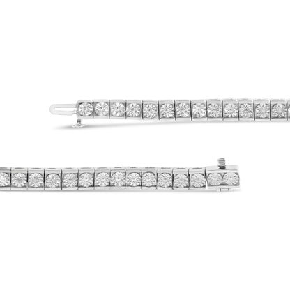 .925 Sterling Silver 1/4 Cttw Miracle Set Diamond and Bead Link 7.25" Tennis Bracelet (I-J Color, I2-I3 Clarity) Bids.com