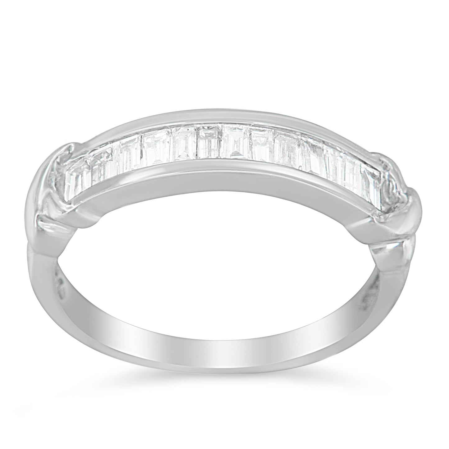.925 Sterling Silver 1/2 Cttw Baguette Cut Diamond Channel Set X-Station Wedding Ring (H-I Color, I1-I2 Clarity) - Size 6-1/2 Bids.com