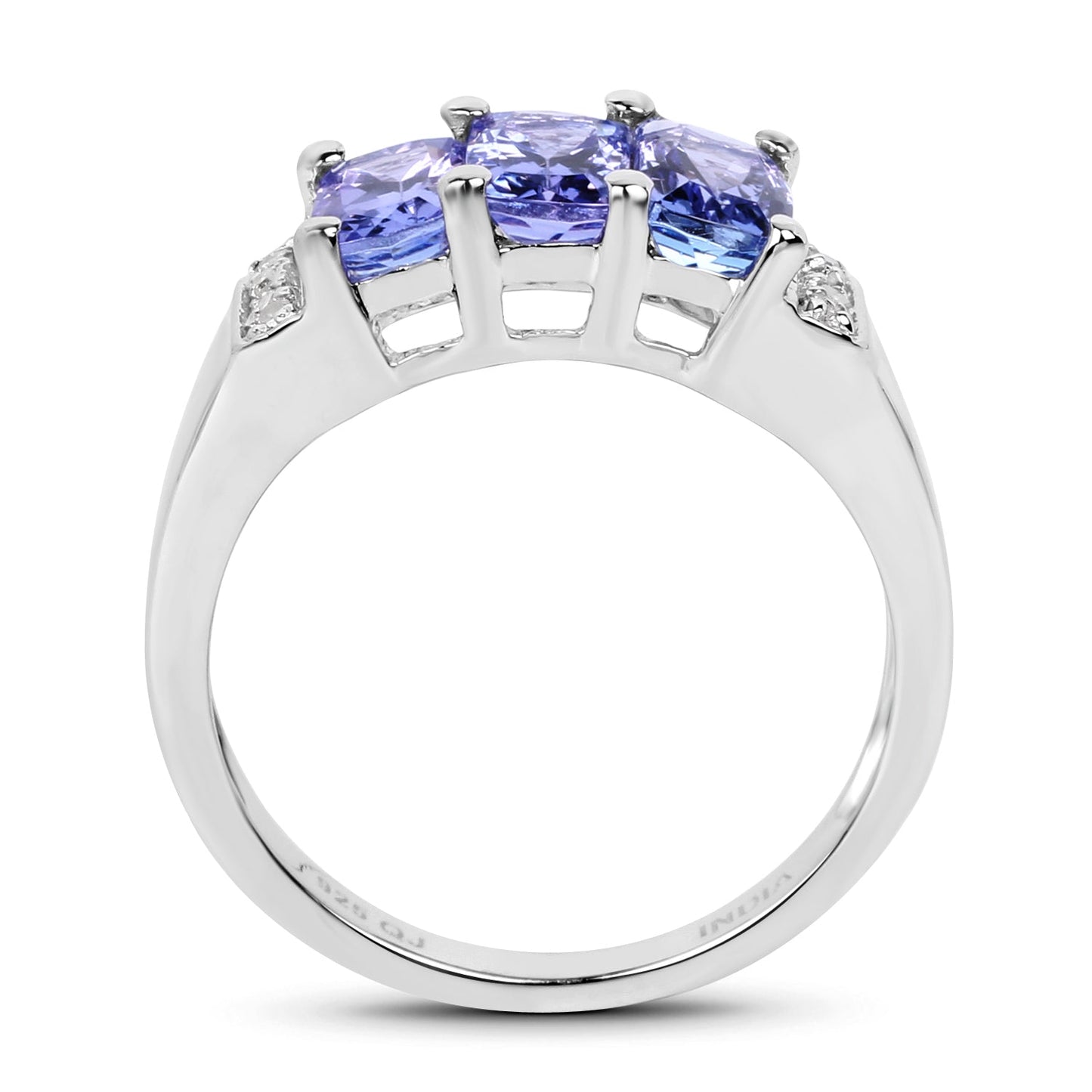 1.63 Carat Genuine Tanzanite & White Diamond .925 Sterling Silver Ring Bids.com