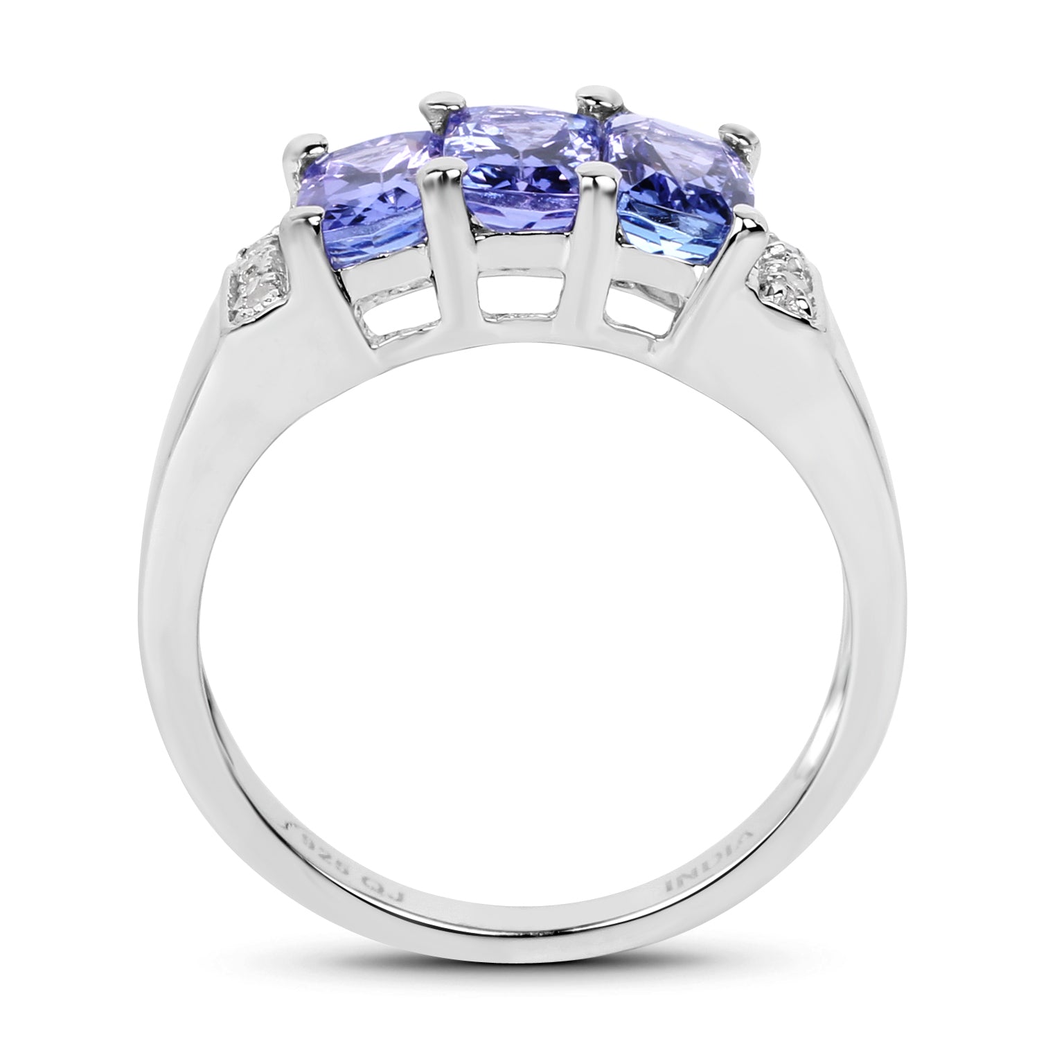 1.63 Carat Genuine Tanzanite & White Diamond .925 Sterling Silver Ring Bids.com