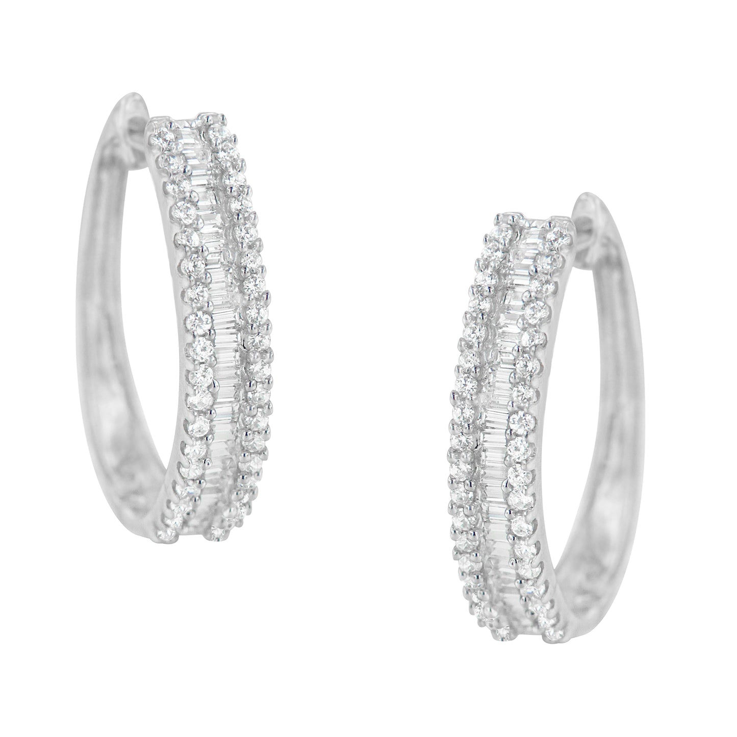 10K White Gold Diamond Hoop Earrings (3/4 cttw, I-J Color, I2-I3 Clarity) Bids.com
