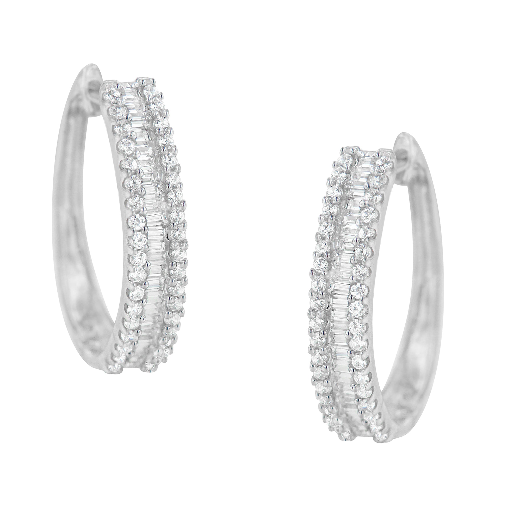 10K White Gold Diamond Hoop Earrings (3/4 cttw, I-J Color, I2-I3 Clarity) Bids.com
