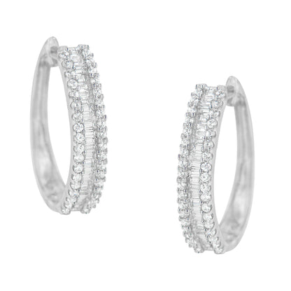 10K White Gold Diamond Hoop Earrings (3/4 cttw, I-J Color, I2-I3 Clarity) Bids.com