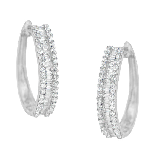 10K White Gold Diamond Hoop Earrings (3/4 cttw, I-J Color, I2-I3 Clarity) Bids.com