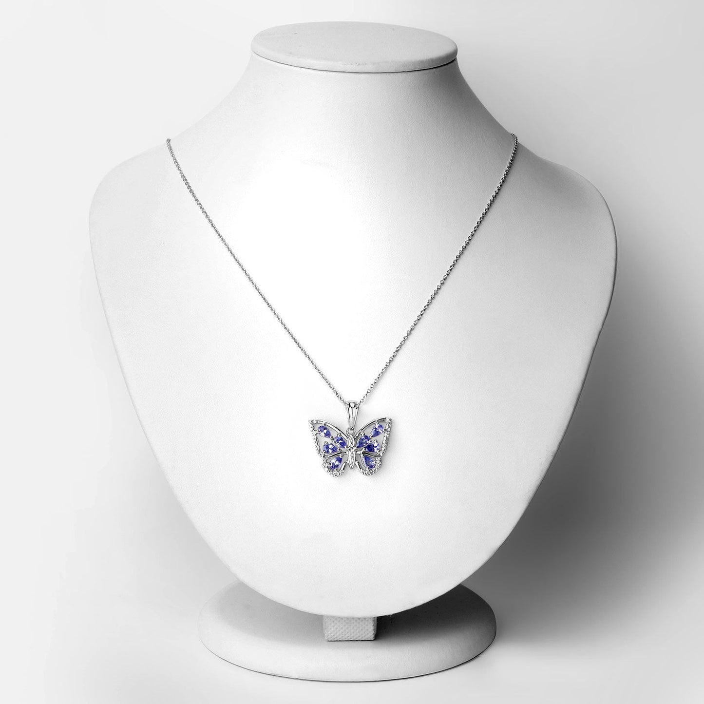 1.75 Carat Genuine Tanzanite and White Zircon .925 Sterling Silver Pendant Bids.com