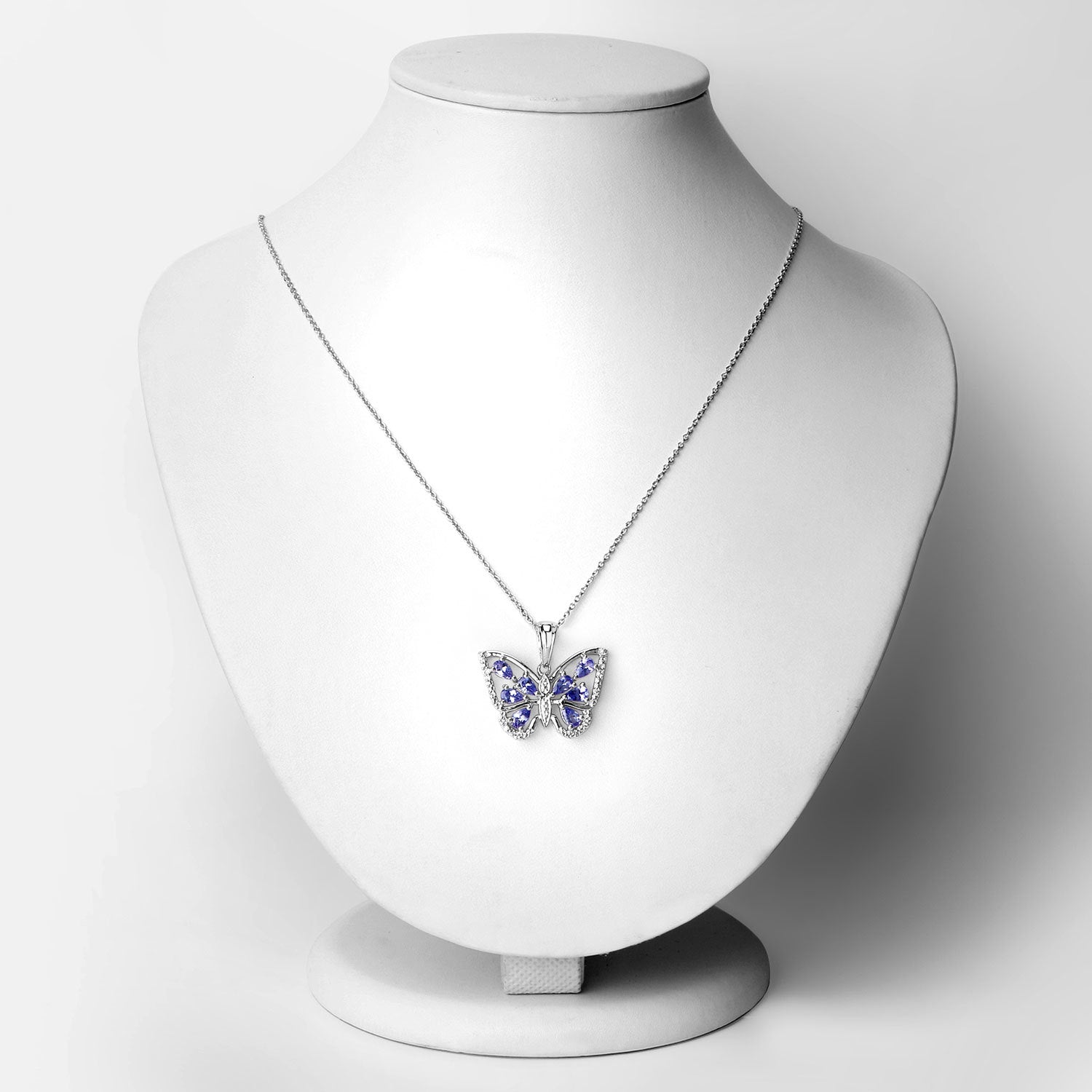 1.75 Carat Genuine Tanzanite and White Zircon .925 Sterling Silver Pendant Bids.com