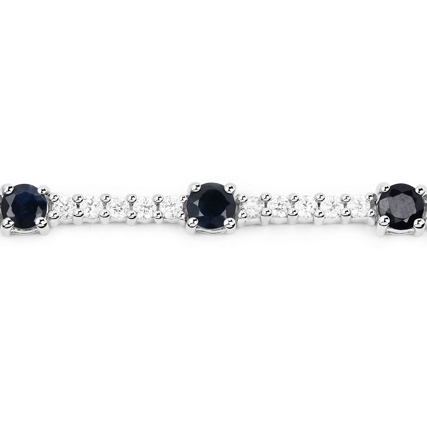 6.21 Carat Genuine Blue Sapphire and White Zircon .925 Sterling Silver Bracelet Bids.com