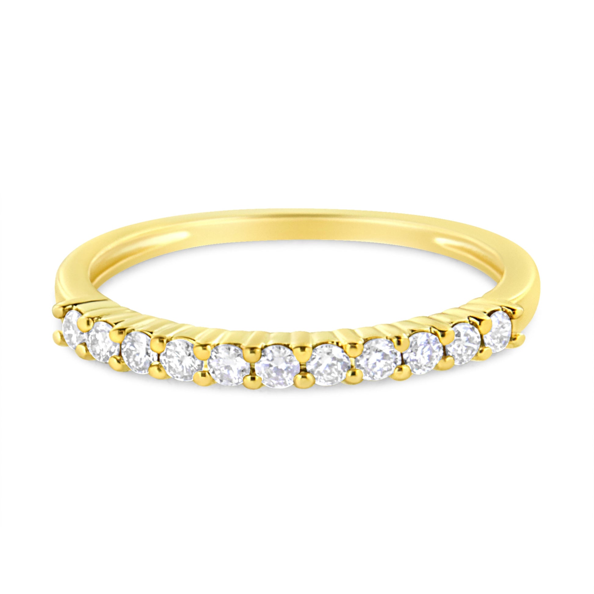 IGI Certified 1/4 Cttw Diamond 10K Yellow Gold Prong Set Fluted Band Style Ring (I-J Color, I2-I3 Clarity) - Size 7 Bids.com
