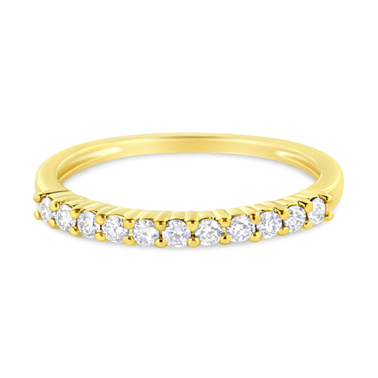 IGI Certified 1/4 Cttw Diamond 10K Yellow Gold Prong Set Fluted Band Style Ring (I-J Color, I2-I3 Clarity) - Size 7 Bids.com