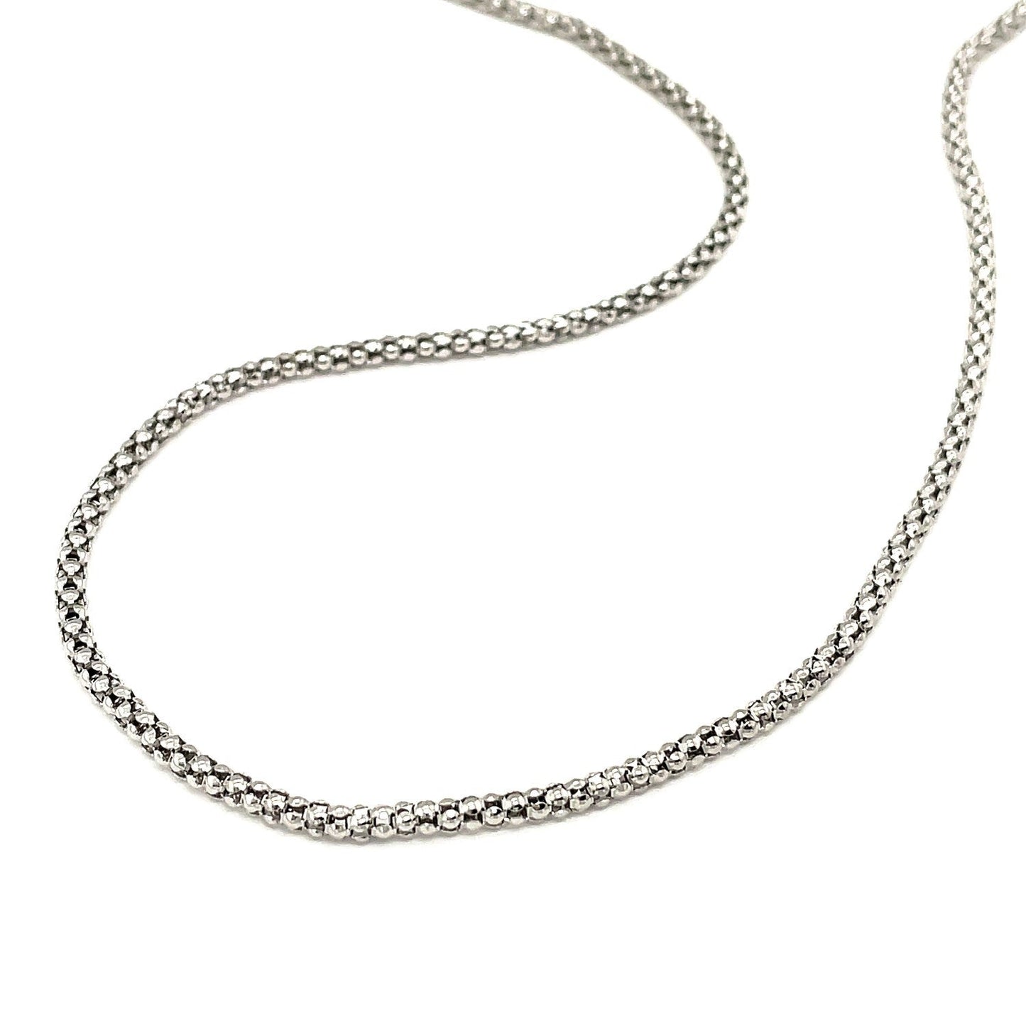 Rhodium Plated 2.5mm Sterling Silver Popcorn Style Chain Bids.com