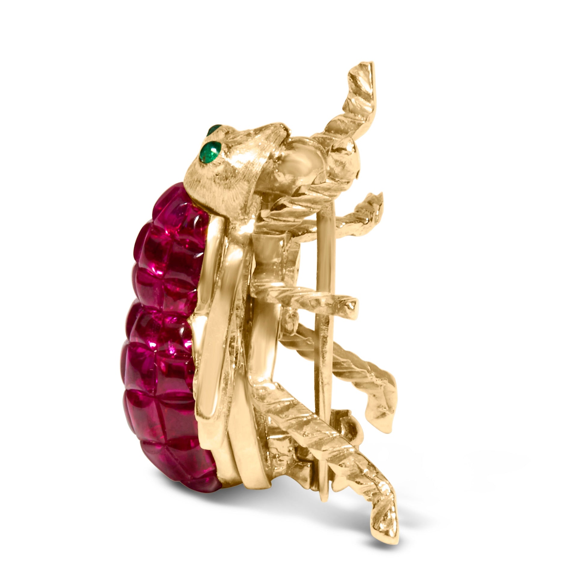 18K Yellow Gold 3/8 Cttw Diamond and 6 3/4 Cttw Red Ruby Bumblebee Brooch Pin (F-G Color, VS2-SI1 Clarity) Bids.com