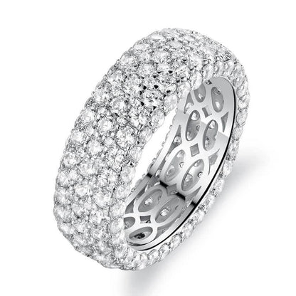 18K White Gold Plated Five Row Eternity Ring Made with Swarovski Elements DailySale