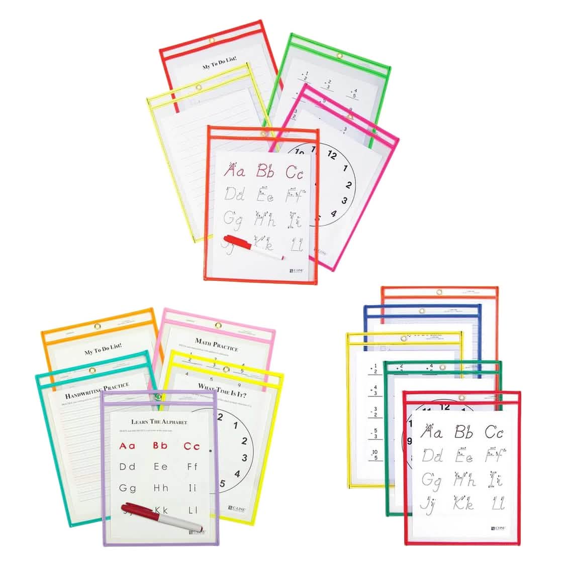 25-Pack: Reusable Dry Erase Pockets - Assorted Colors DailySale