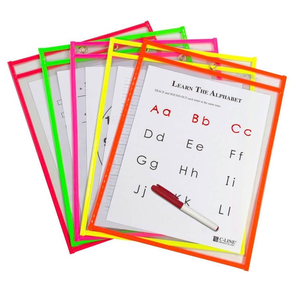 25-Pack: Reusable Dry Erase Pockets - Assorted Colors DailySale