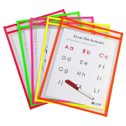 25-Pack: Reusable Dry Erase Pockets - Assorted Colors DailySale
