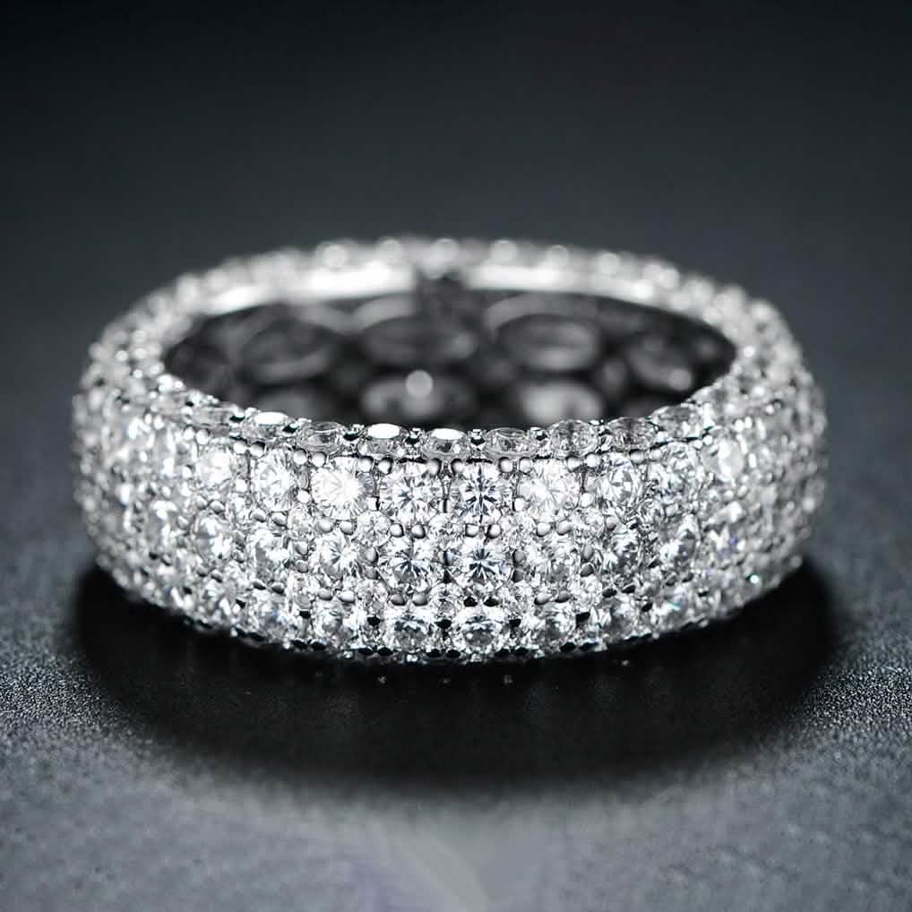 18K White Gold Plated Five Row Eternity Ring Made with Swarovski Elements DailySale