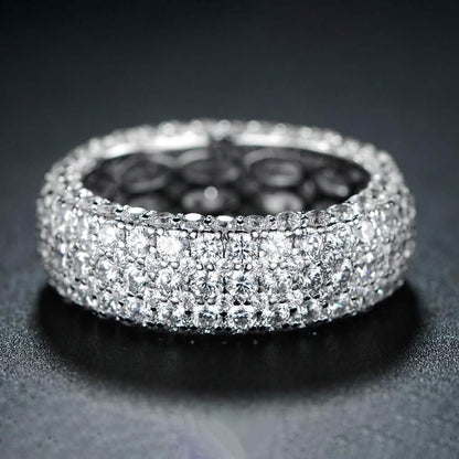 18K White Gold Plated Five Row Eternity Ring Made with Swarovski Elements DailySale