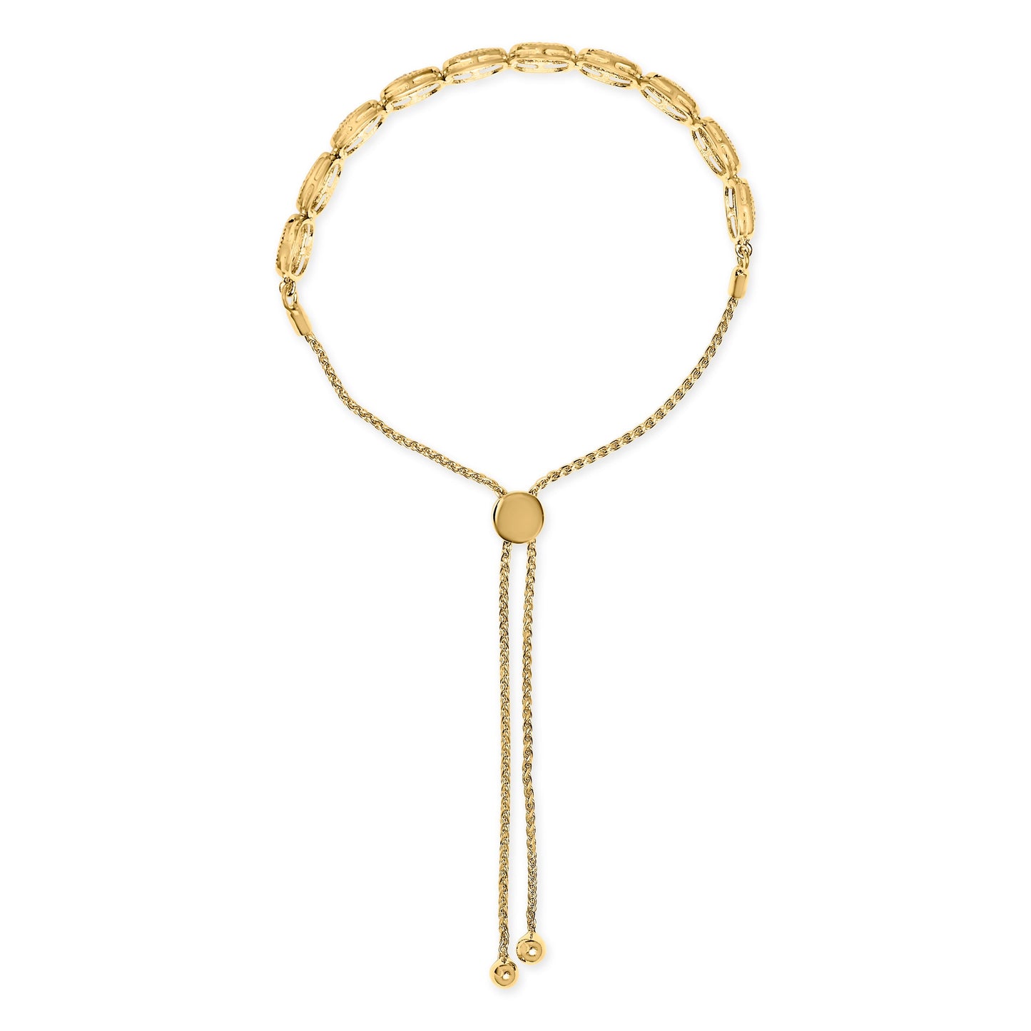 14k Yellow Gold Plated .925 Sterling 5/8 Cttw Diamond Composite Cushion Frame 4â€-10â€ Adjustable Bolo Bracelet (G-H Color, I1-I2 Clarity) Bids.com