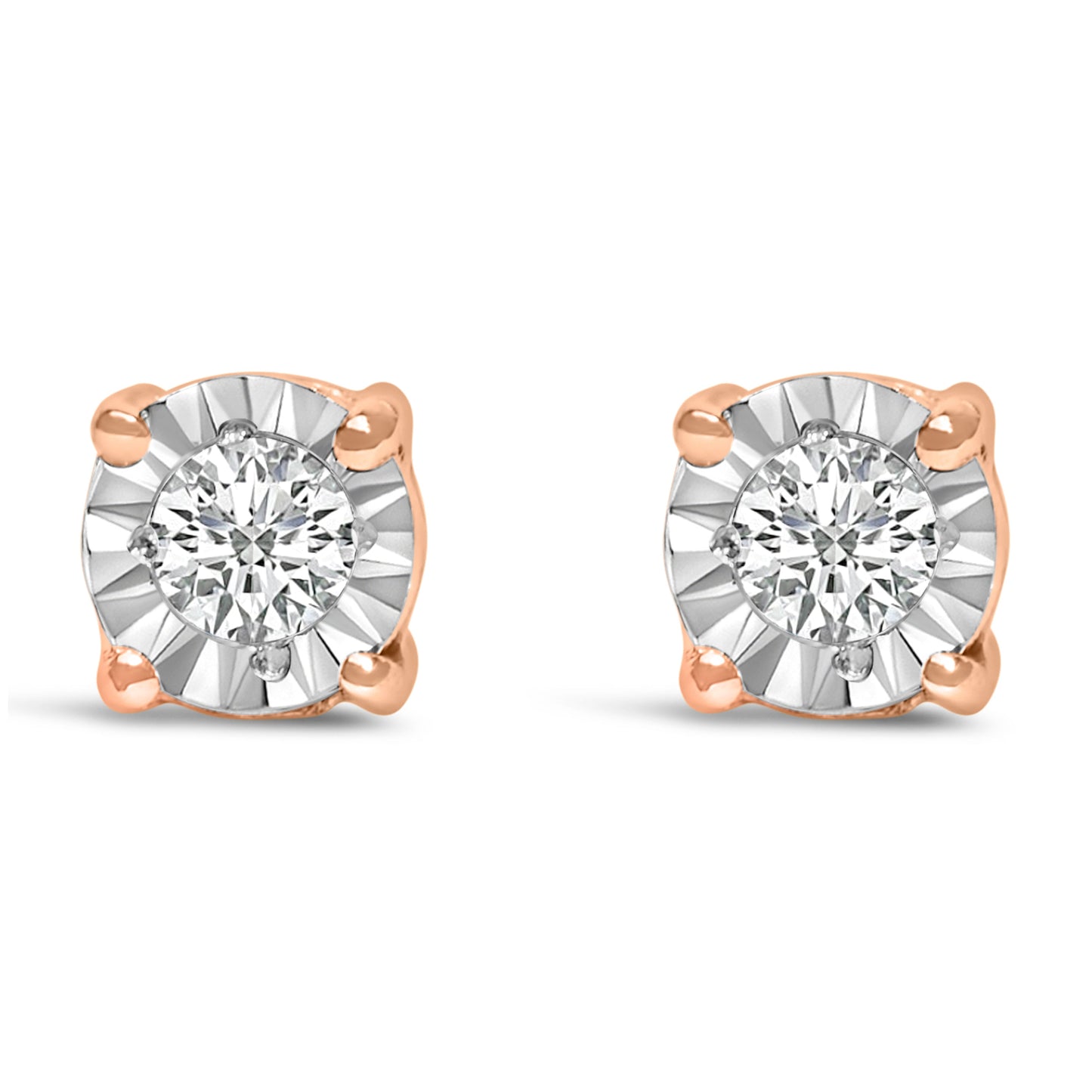 .925 Sterling Silver 1/10 Cttw Round Brilliant-Cut Lab Grown Diamond Miracle-Set Stud Earrings (F-G Color, VS1-VS2 Clarity) Bids.com