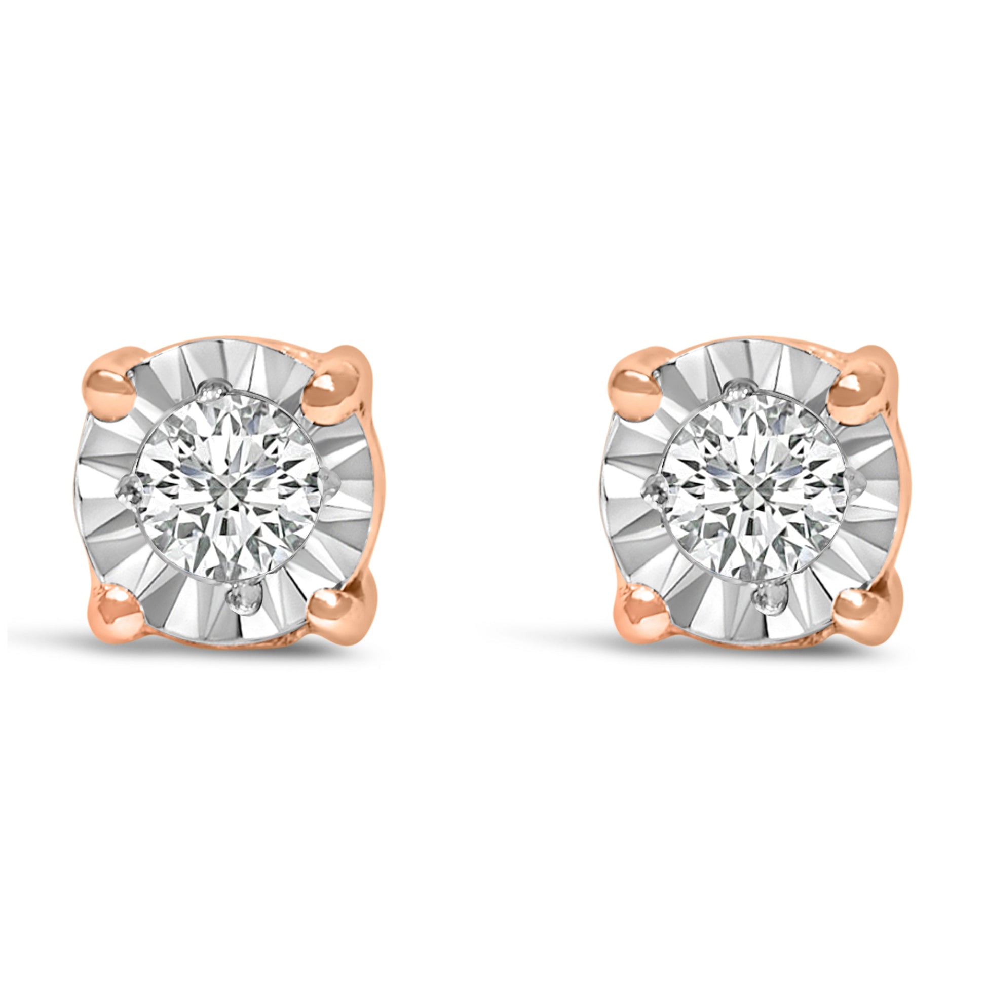 .925 Sterling Silver 1/10 Cttw Round Brilliant-Cut Lab Grown Diamond Miracle-Set Stud Earrings (F-G Color, VS1-VS2 Clarity) Bids.com