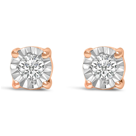 .925 Sterling Silver 1/10 Cttw Round Brilliant-Cut Lab Grown Diamond Miracle-Set Stud Earrings (F-G Color, VS1-VS2 Clarity) Bids.com