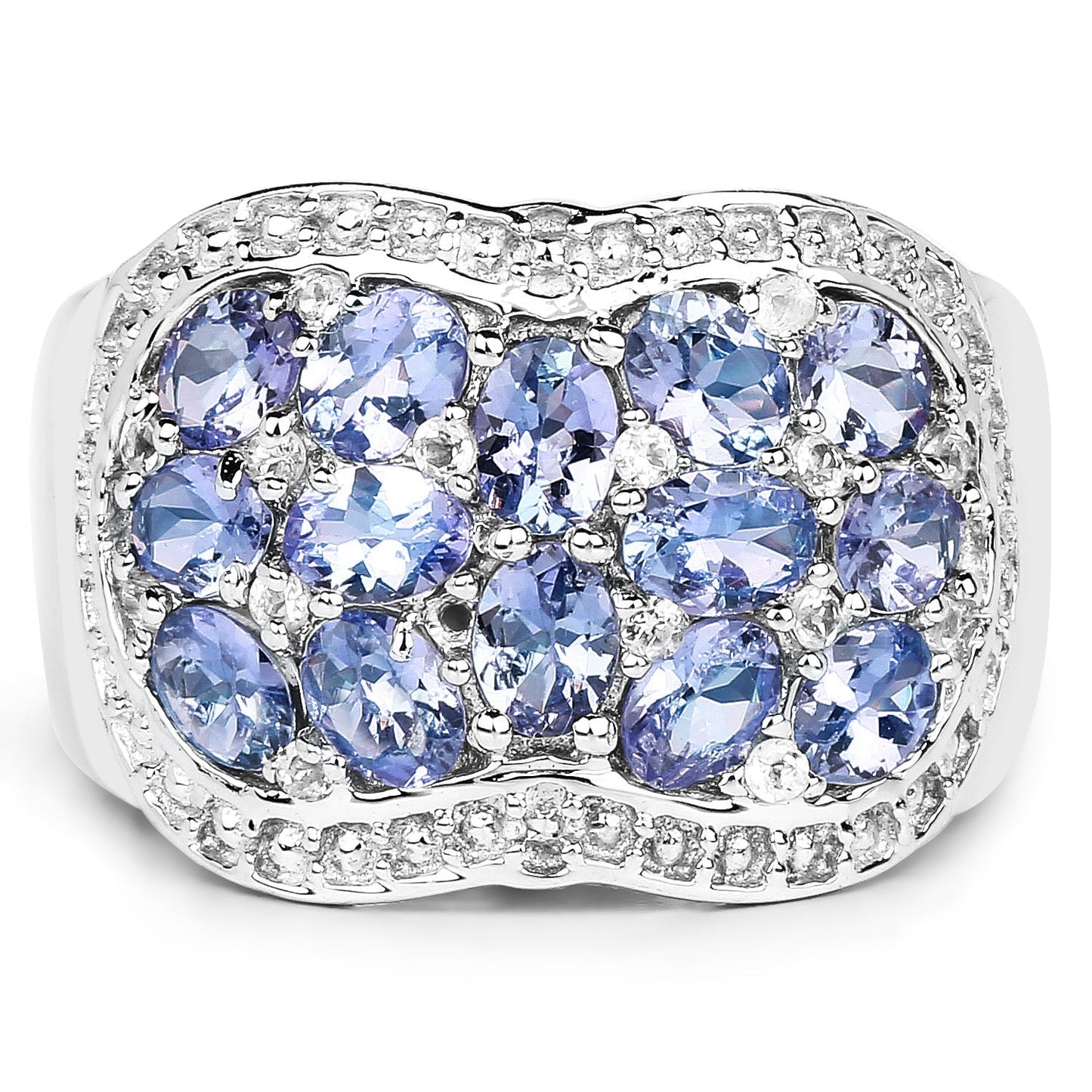 2.62 Carat Genuine Tanzanite and White Topaz .925 Sterling Silver Ring Bids.com
