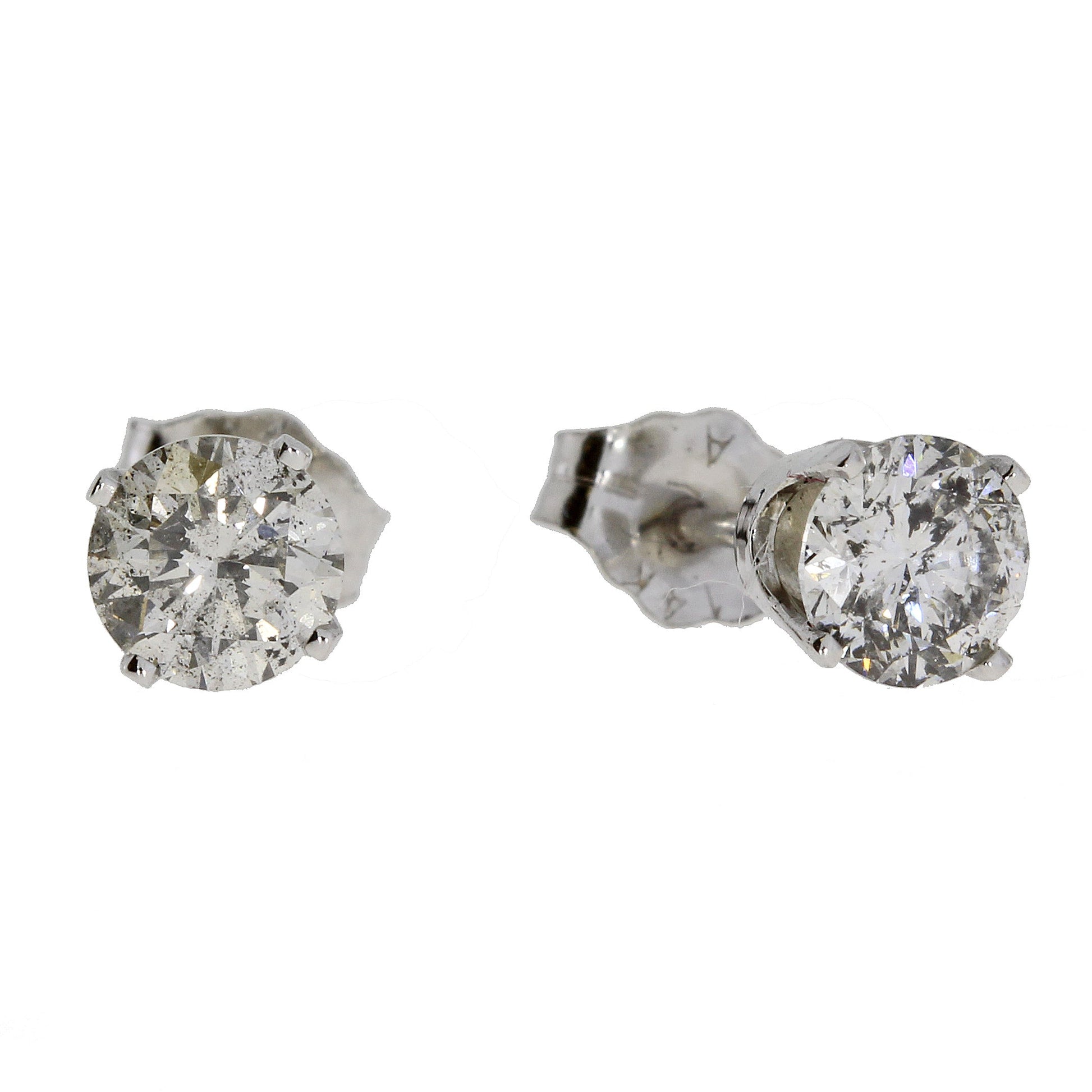 Natural 1.00ct Diamond Stud Earrings 14KT White Gold Bids.com
