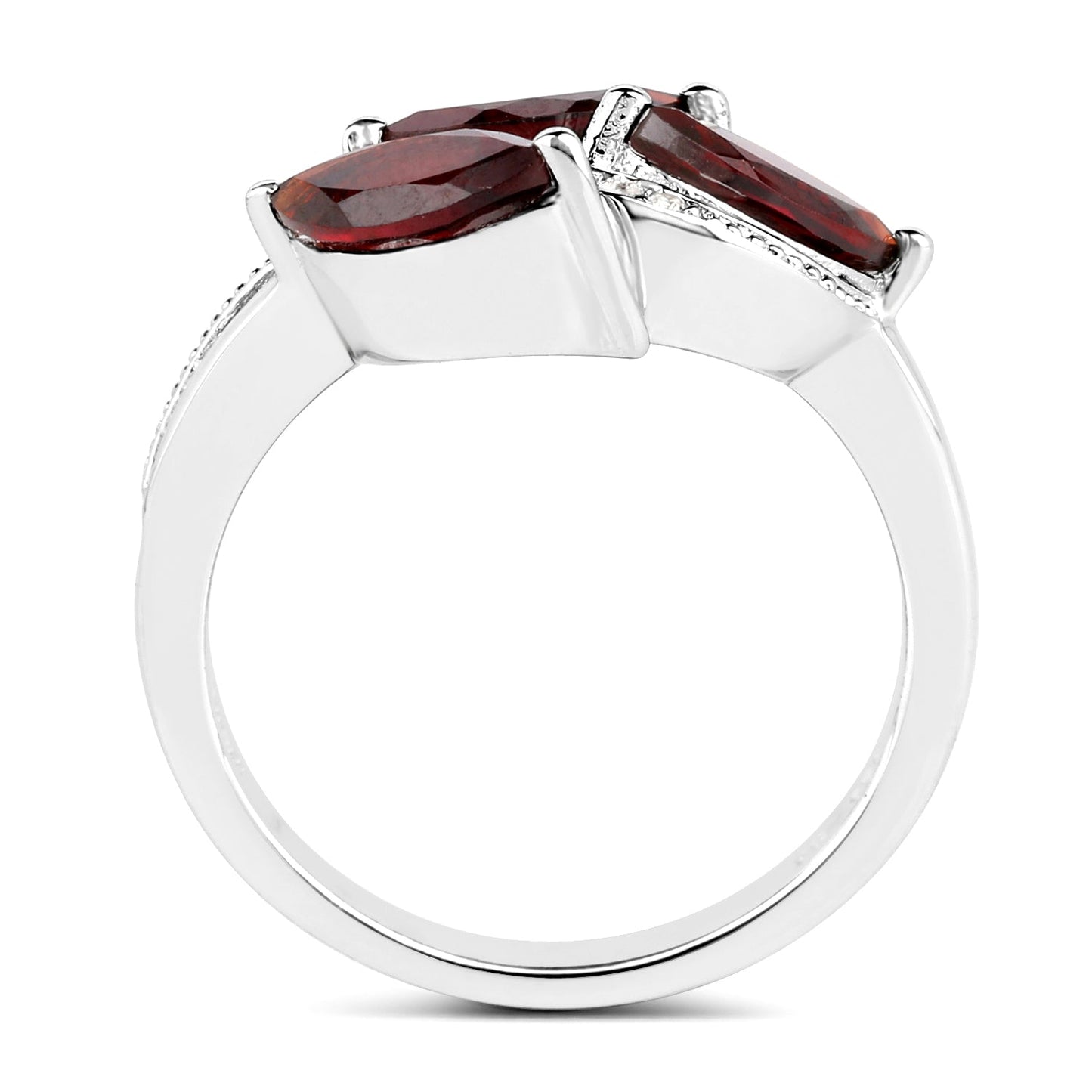 1.98 Carat Genuine  Garnet and White Topaz .925 Sterling Silver Ring Bids.com