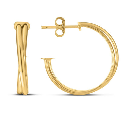 14k Yellow Gold Large Crossover Hoops Bids.com