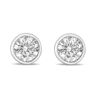 14K White Gold 1.0 Cttw Lab Grown Diamond Screw-Back Classic Bezel Solitaire Stud Earrings (G-H Color, VS2-SI1 Clarity) Bids.com