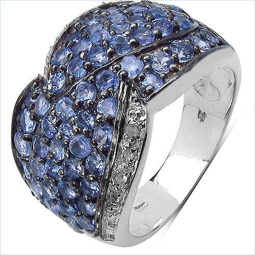 2.50 Carat Genuine Tanzanite & White Topaz .925 Sterling Silver Ring Bids.com
