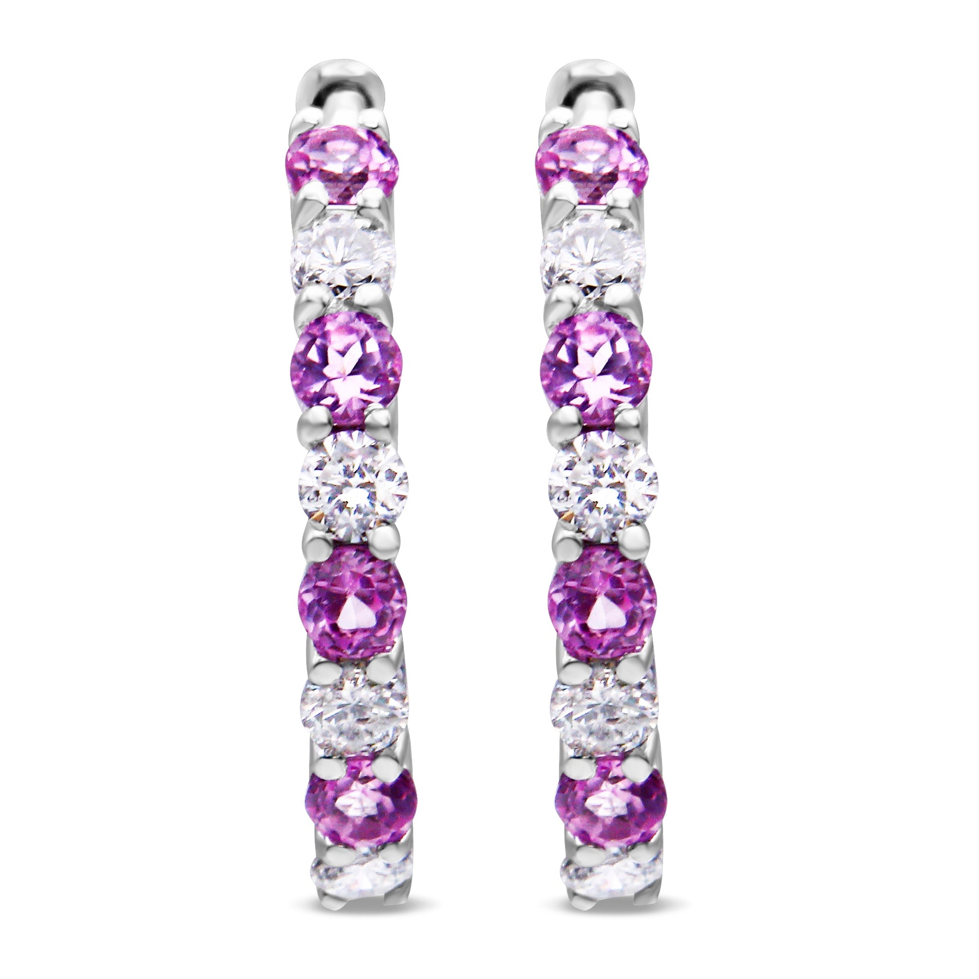 10K White Gold, Â½ Cttw Diamond, & Â½ Cttw Lab-Grown Blue Sapphire Leverback Hoop Earrings (H-I Color, I1-I2 Clarity) Bids.com