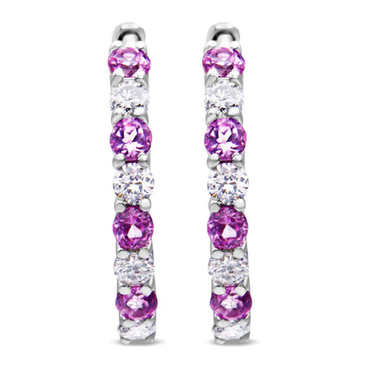 10K White Gold, Â½ Cttw Diamond, & Â½ Cttw Lab-Grown Blue Sapphire Leverback Hoop Earrings (H-I Color, I1-I2 Clarity) Bids.com