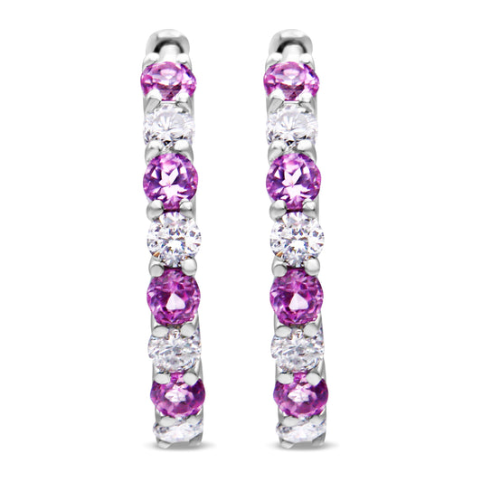 10K White Gold, Â½ Cttw Diamond, & Â½ Cttw Lab-Grown Blue Sapphire Leverback Hoop Earrings (H-I Color, I1-I2 Clarity) Bids.com
