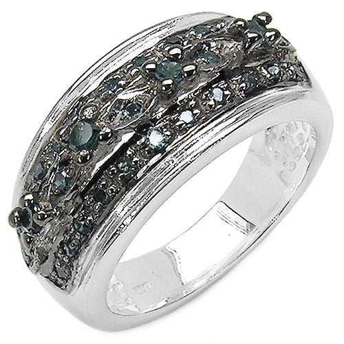 0.27 Carat Genuine Blue Diamond .925 Sterling Silver Ring Bids.com