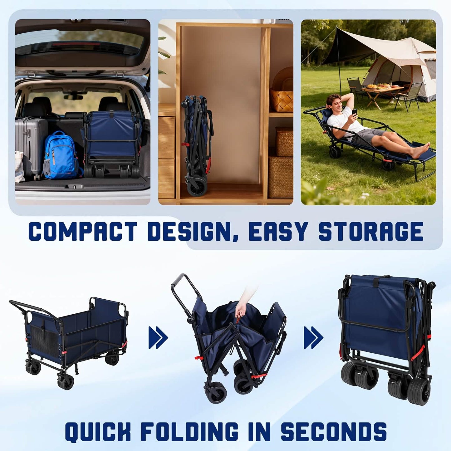2-in-1 Folding Wagon Cart Chair 650LBS Capacity DailySale
