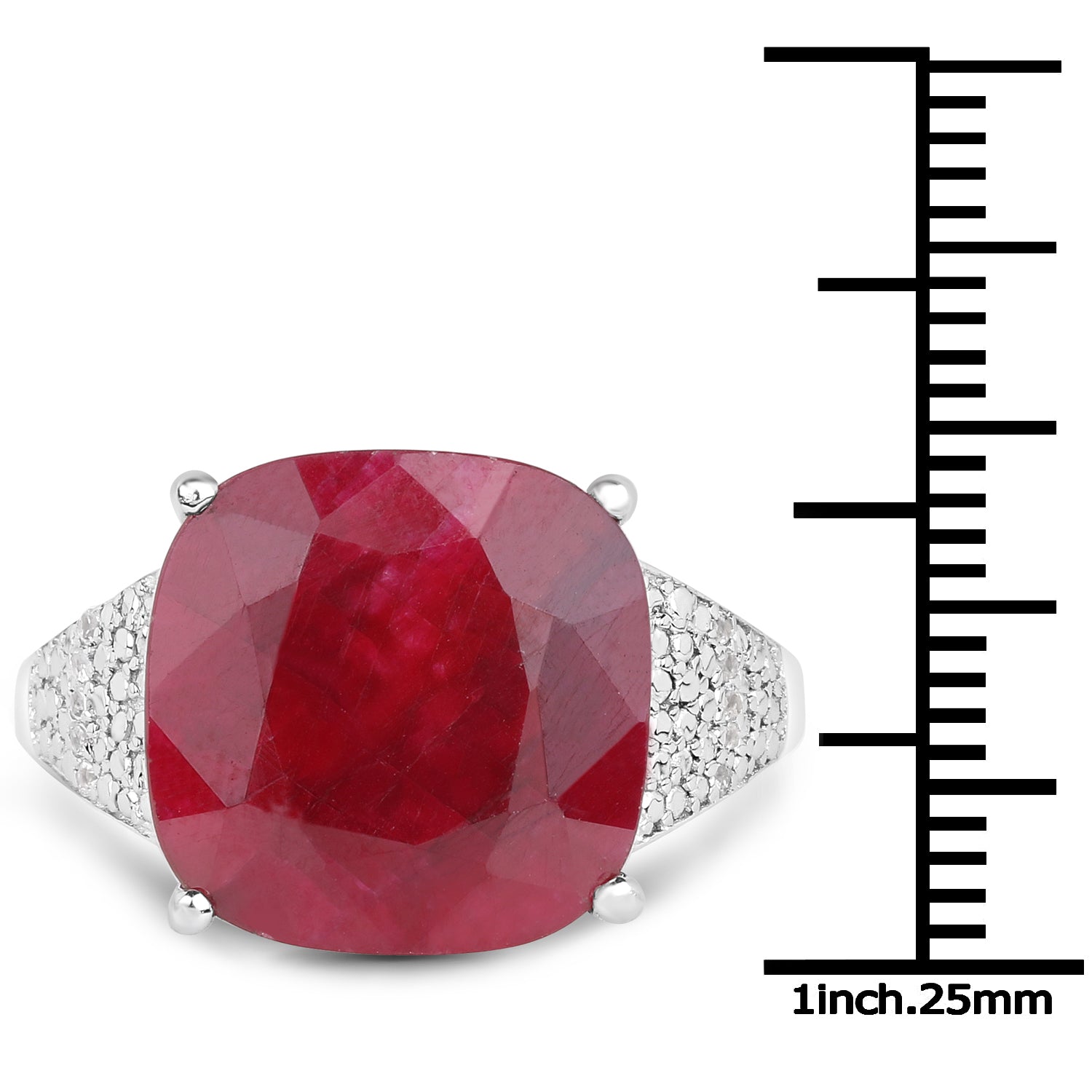 14.47 Carat Dyed Ruby and White Topaz .925 Sterling Silver Ring Bids.com