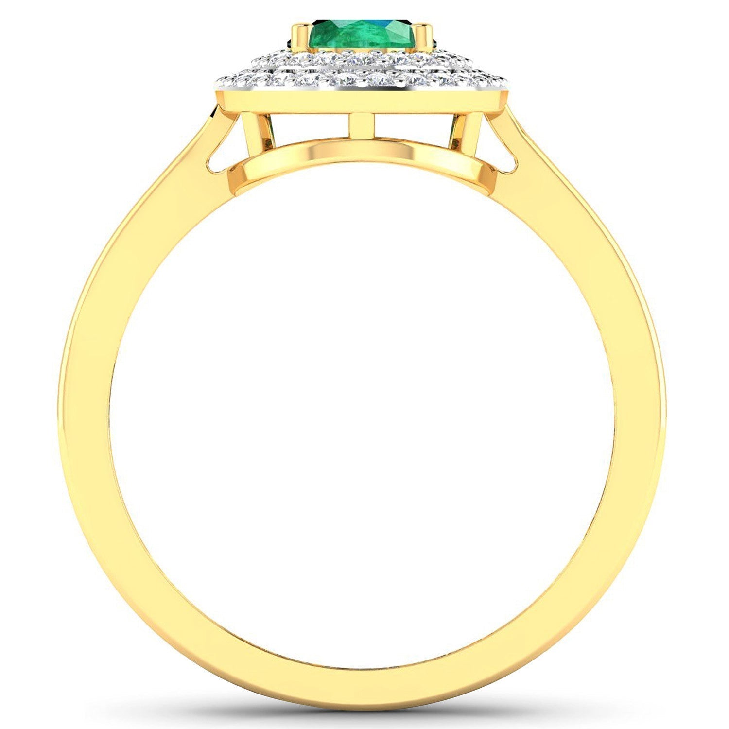 0.88 Carat Genuine Zambian Emerald  and White Diamond 14K Yellow Gold Ring Bids.com