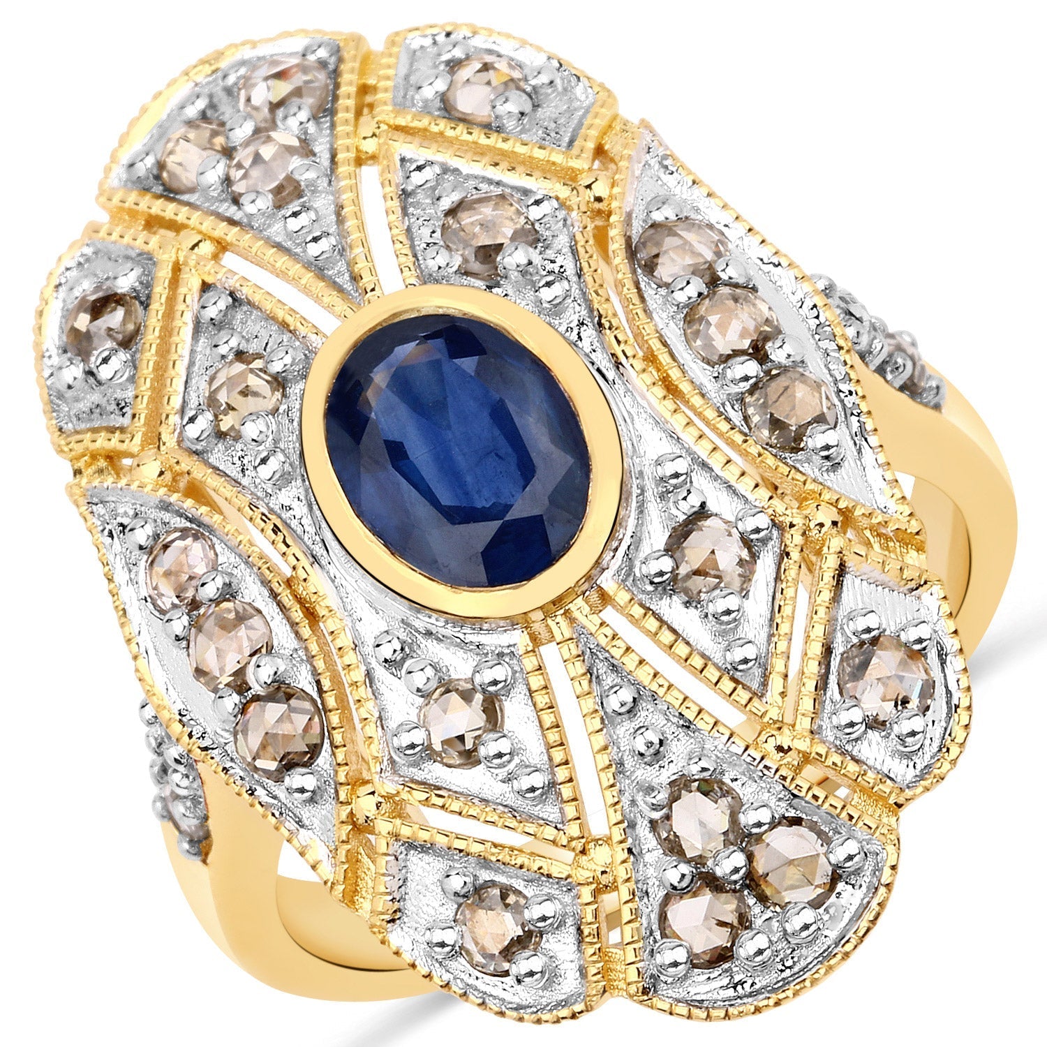 1.84 Carat Genuine Blue Sapphire and Diamond .925 Sterling Silver Ring Bids.com
